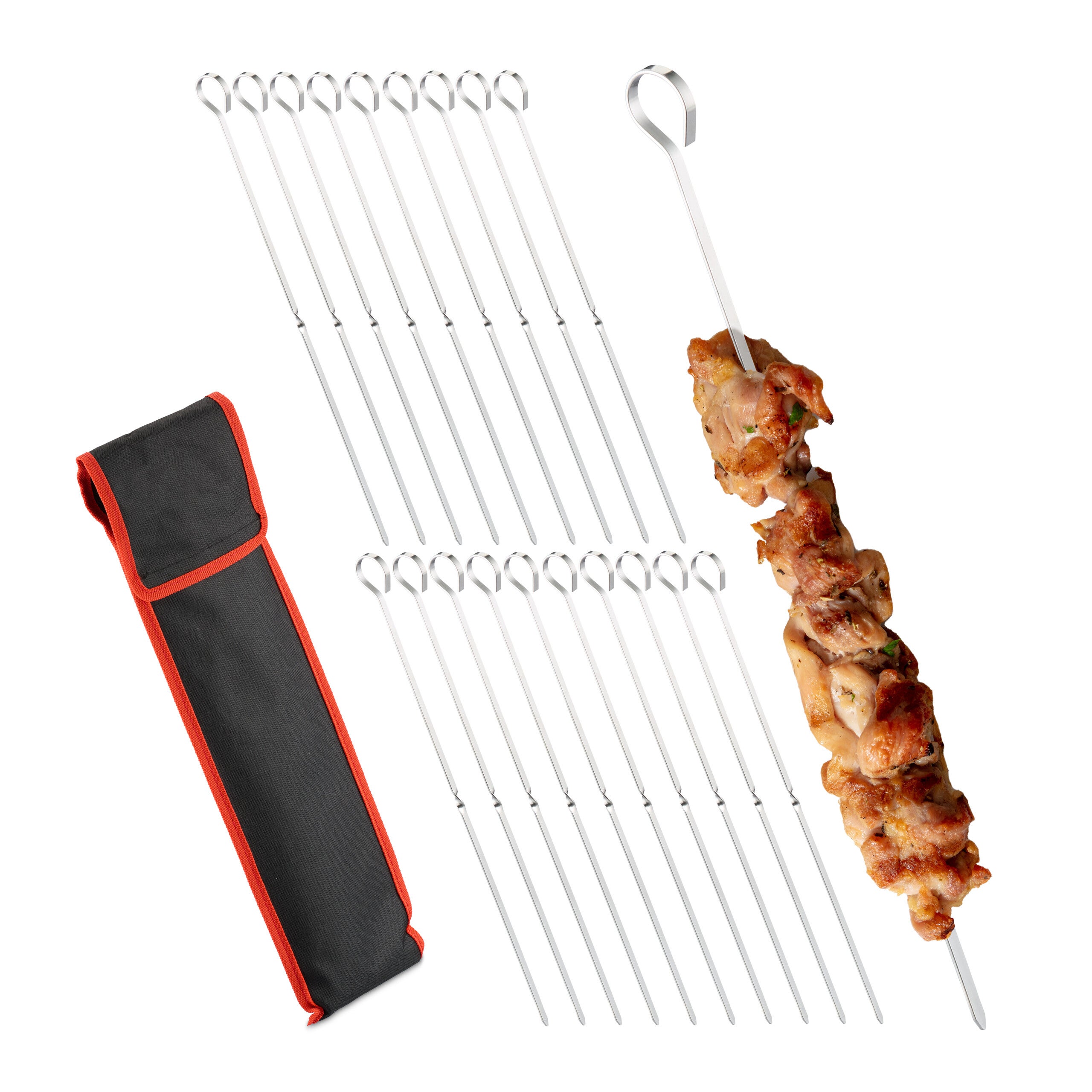 10 Spiedini Acciaio Inox Per Barbecue - Extra Resistenti, 60 Cm, Per Carne E Verdure