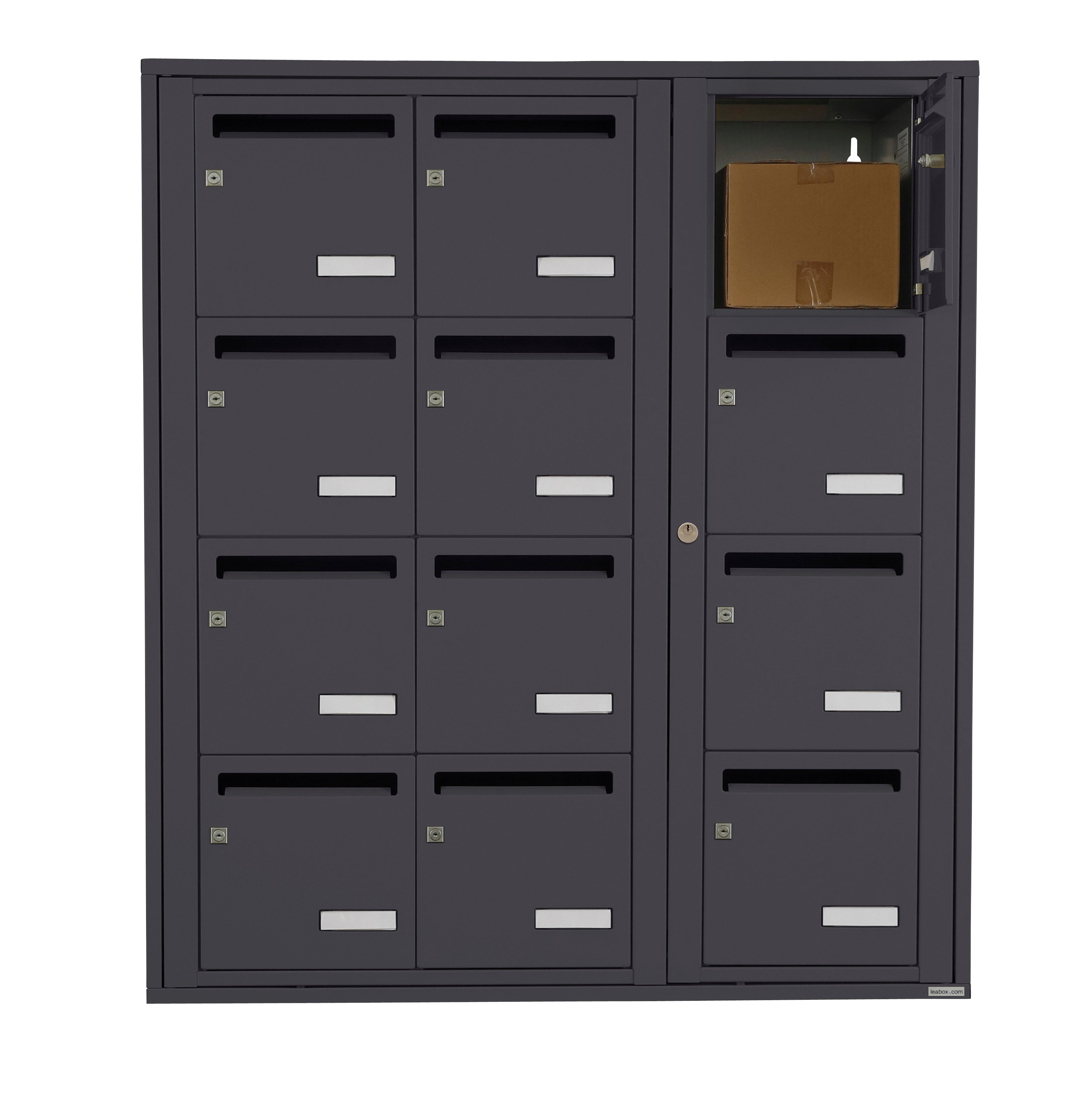 Bloc collectif leabox.com, 3x4, grade 3, simple face, Intérieur, fixation murale, Gris anthracite RAL 7016 finition brillante - 5