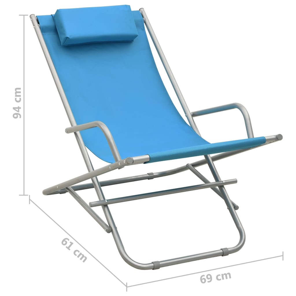 Chaises à bascule 2 pcs Acier Bleu - 9