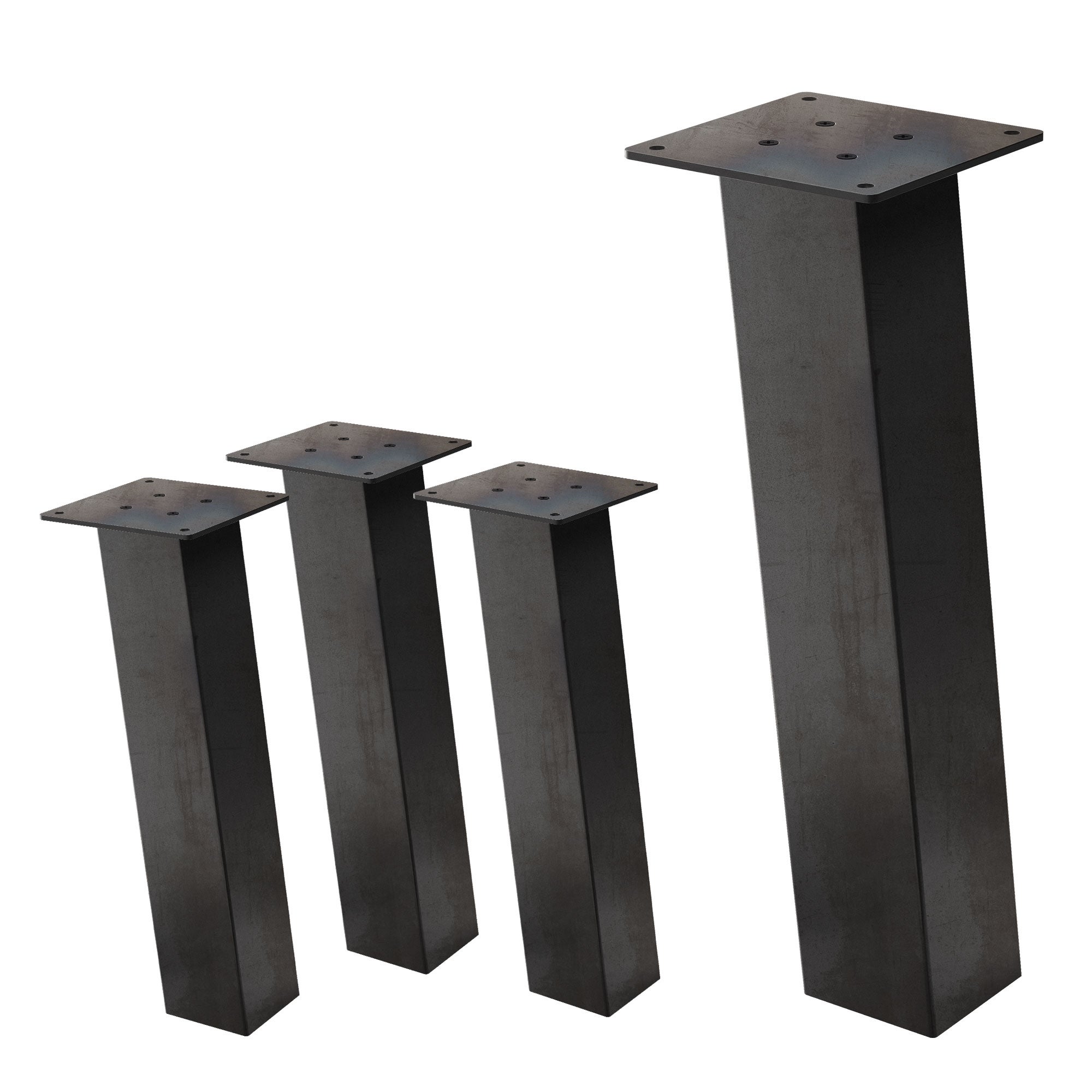 ML-Design zestaw 4 nóg meblowych 42 cm przemysłowy stal lakierowana proszkowo kwadratowy profil 8x8 cm kąt 96° i-kształt do stolików kawowych i ław