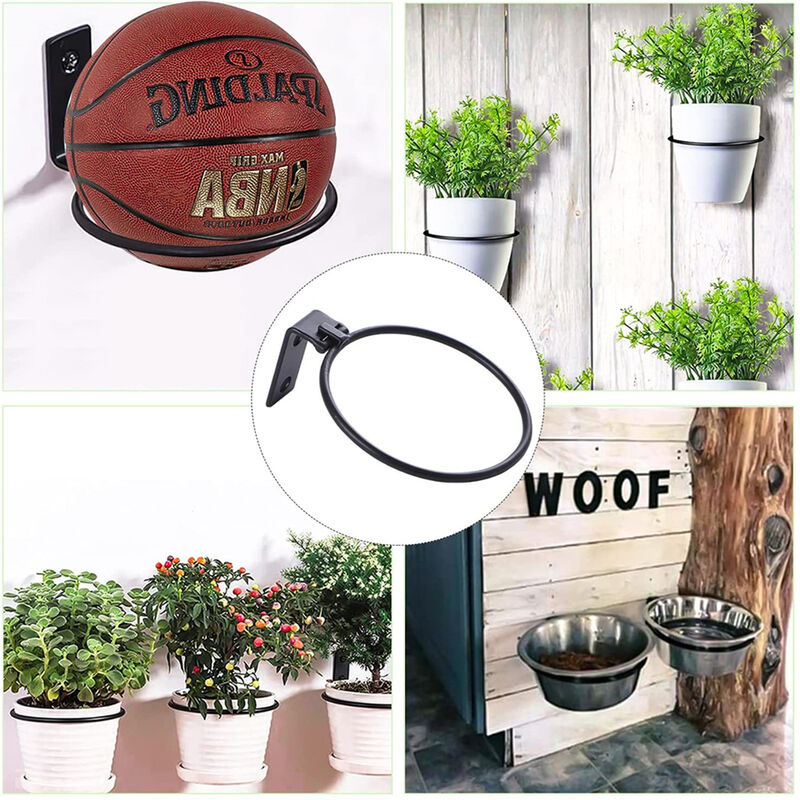 Support de Pot de fleur, 3 pièces, diamètre 15 cm, anneau de support mural en métal pour Pot de fleur avec vis, noir - 5