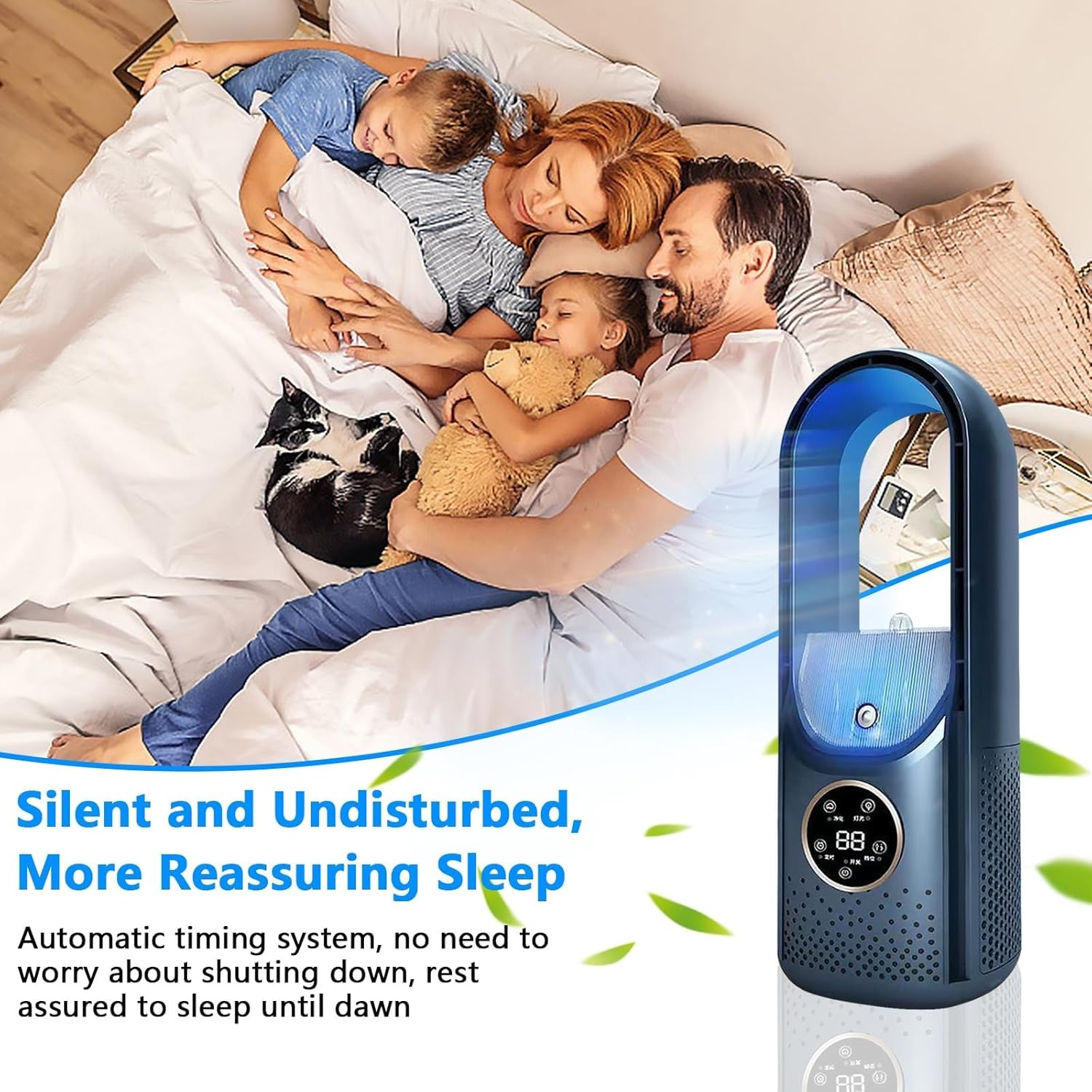 Refroidisseur d'air de chambre à coucher, Ventilateur de camping, refroidissement/humidification de l'air, trois modes, 6 vitesses de vent，blue - 3