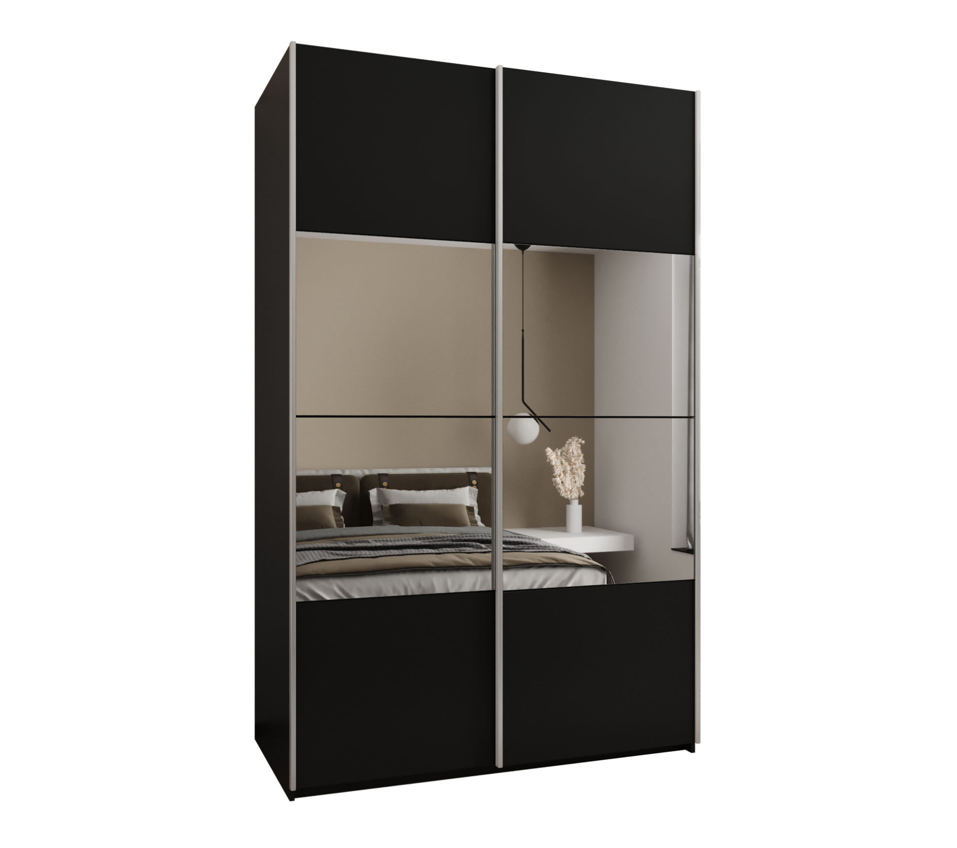 Szafa przesuwna wysoka Lux 4 150 x 64 x 245,5 cm czarny + czarny + u. srebrny - Abiks Meble