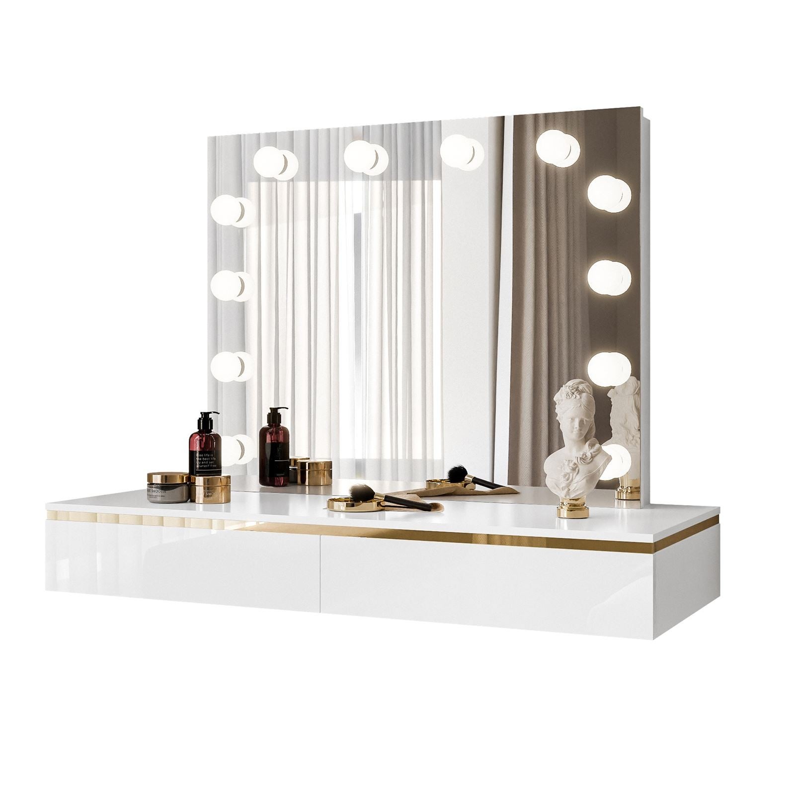Coiffeuse AURORA ELITE suspendue avec miroir laqué blanc | Leroy Merlin
