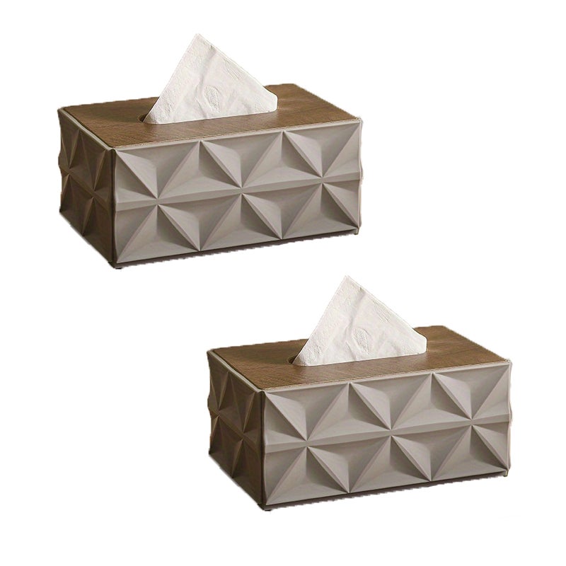 Bomclap exquisita caja de pañuelos con textura gris, paquete de 2 cajas de papel de color liso, caja para toallas de baño.