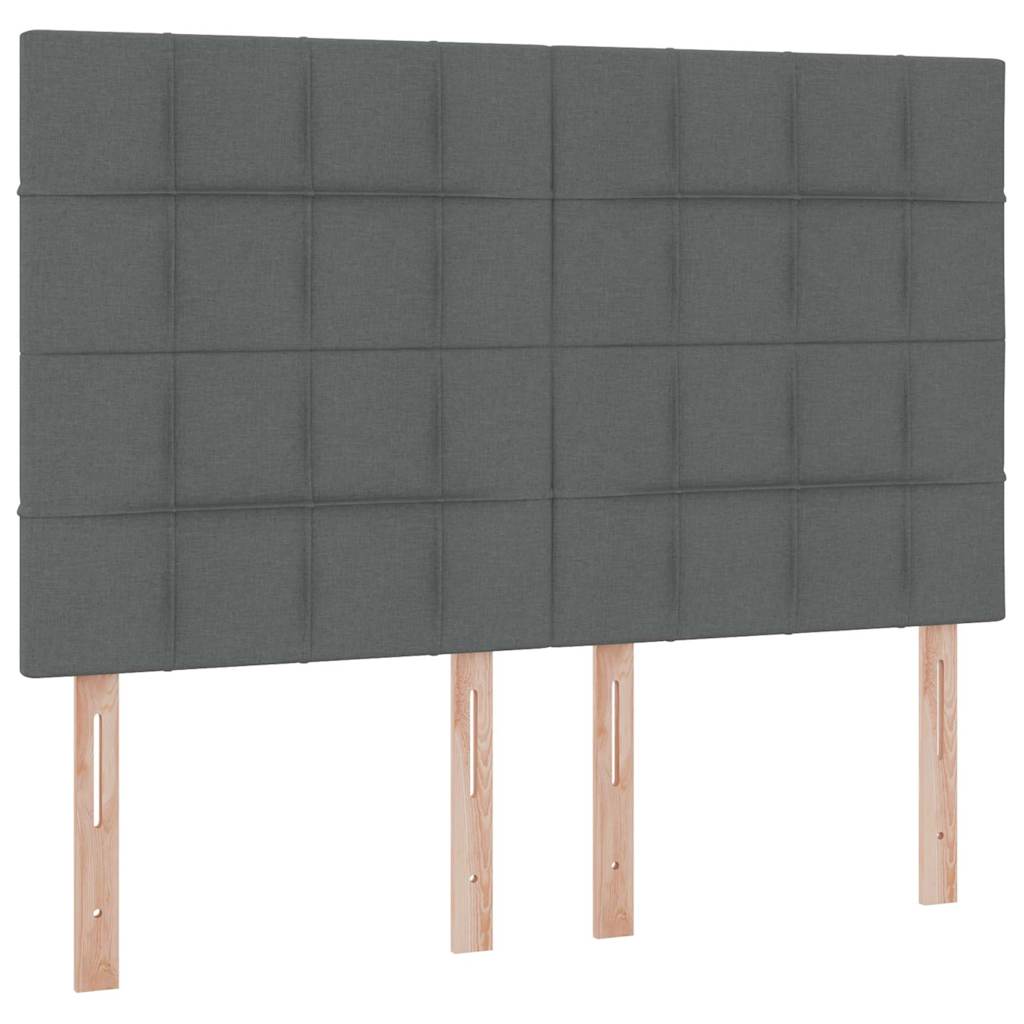 Lit avec rangement et matelas en tissu gris foncé, pour la chambre, 140 × 190 cm - 9