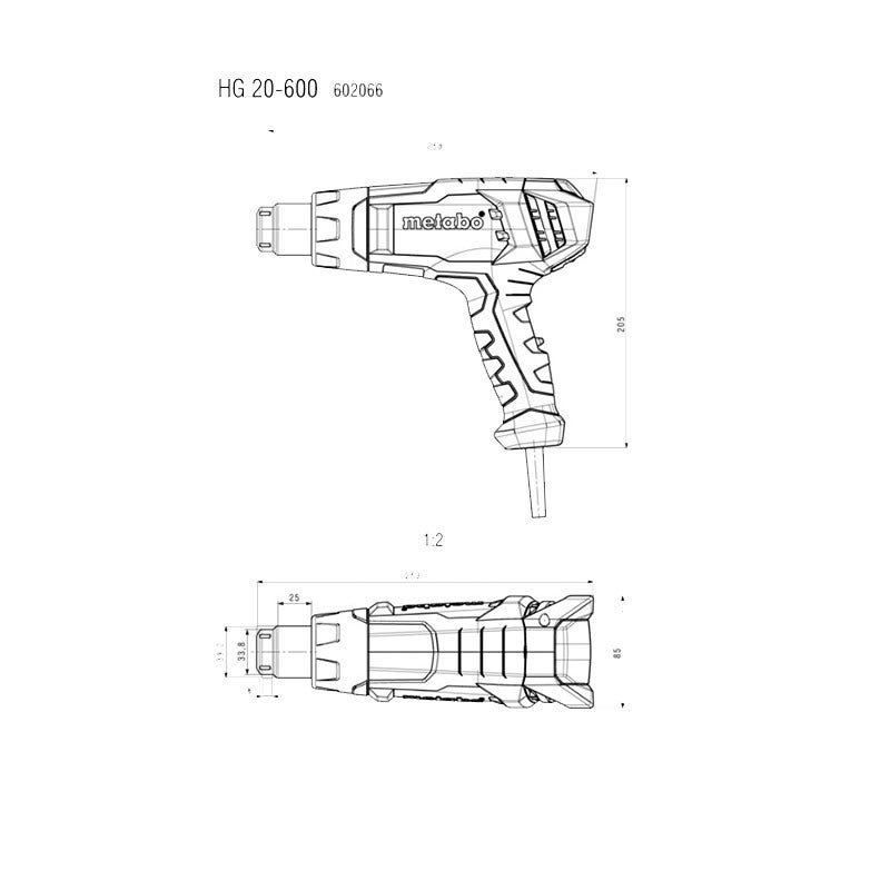 Pistolet à air chaud 2000W HG 20-600 en Metabox METABO 602066500 - 4