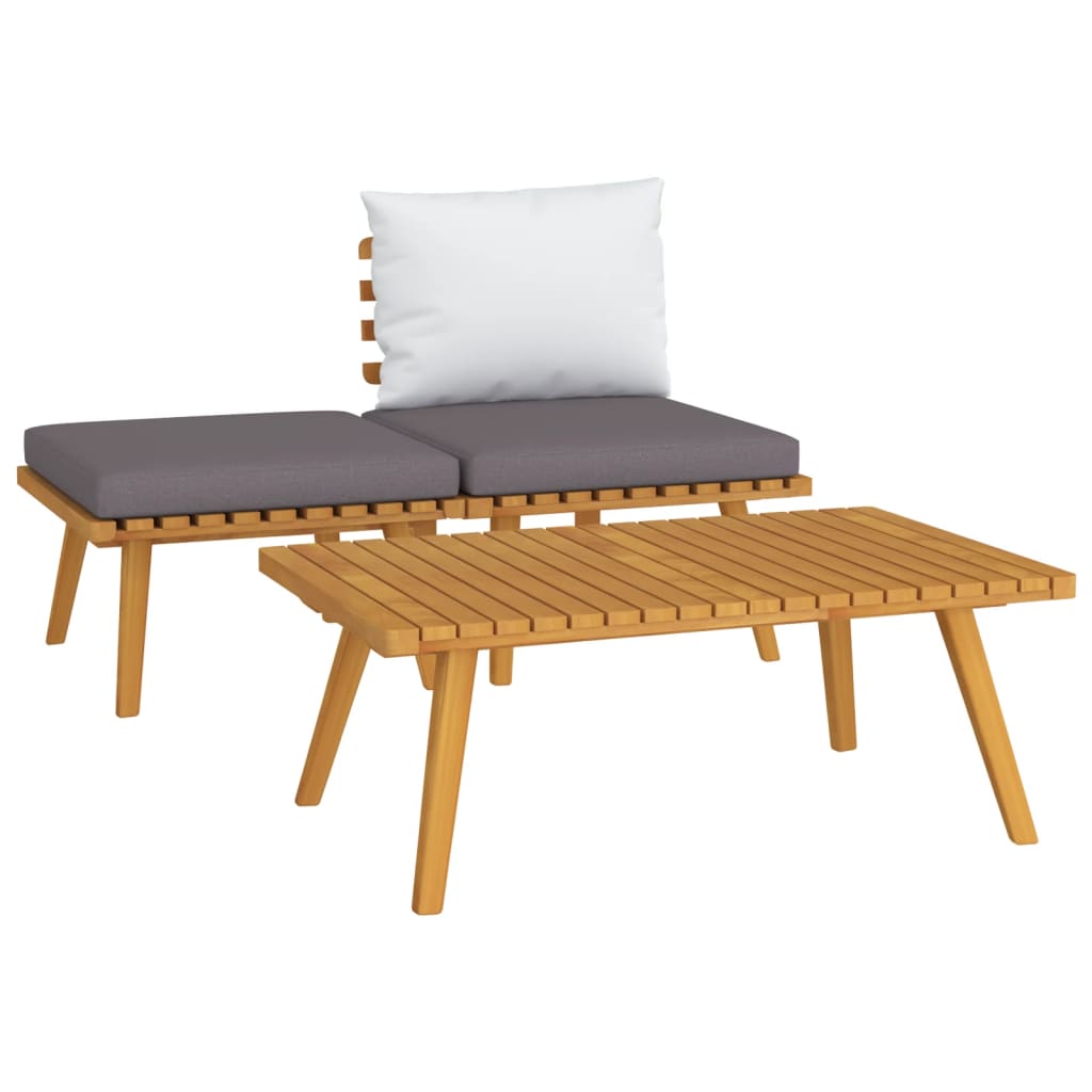 Maison Exclusive - Salon de jardin 3 pcs avec coussins Bois d'acacia massif - 2