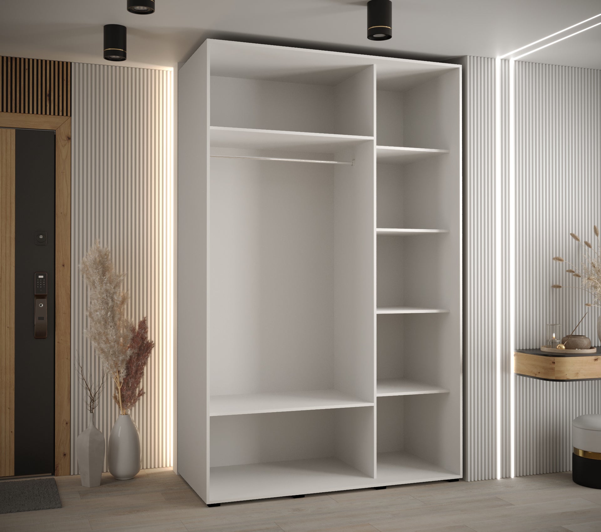 Szafa przesuwna z lustrem wysoka Davos 13 150 x 60 x 235,2 cm biały + czarny + u. srebrny - Abiks Meble - 3