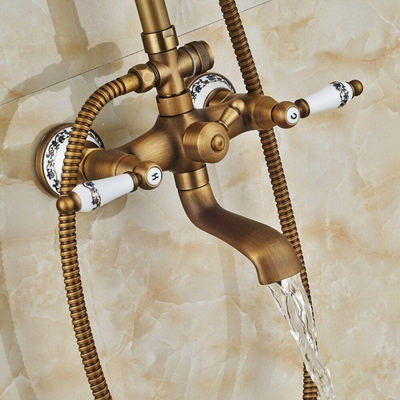 Valaz Ensemble de douche réglable jusqu'à 120 cm, baignoire au design rétro vintage - Série Mijares - 5