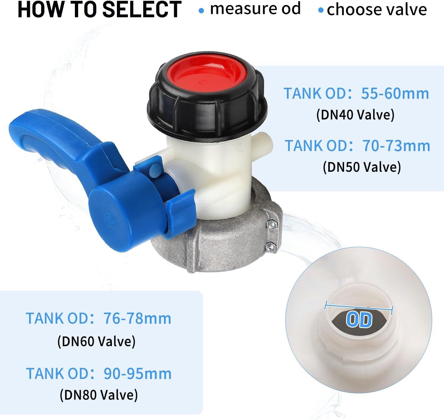 Robinet de réservoir IBC 1000 L - Adaptateur de réservoir 1000 L DN50 (62 mm) - Raccord de réservoir IBC - Robinet de vidange Connecteur -Papillon IBC - 3