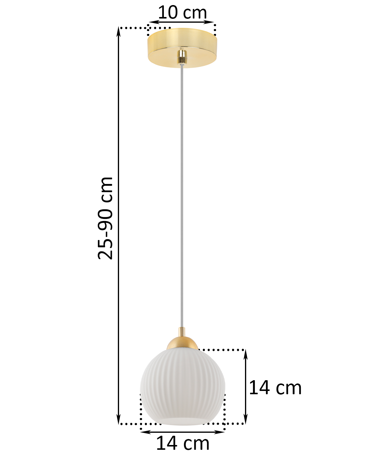 Lampa sufitowa wisząca Riffle loft 1xE27 klosz kula złota/biała Light Home LH - 6