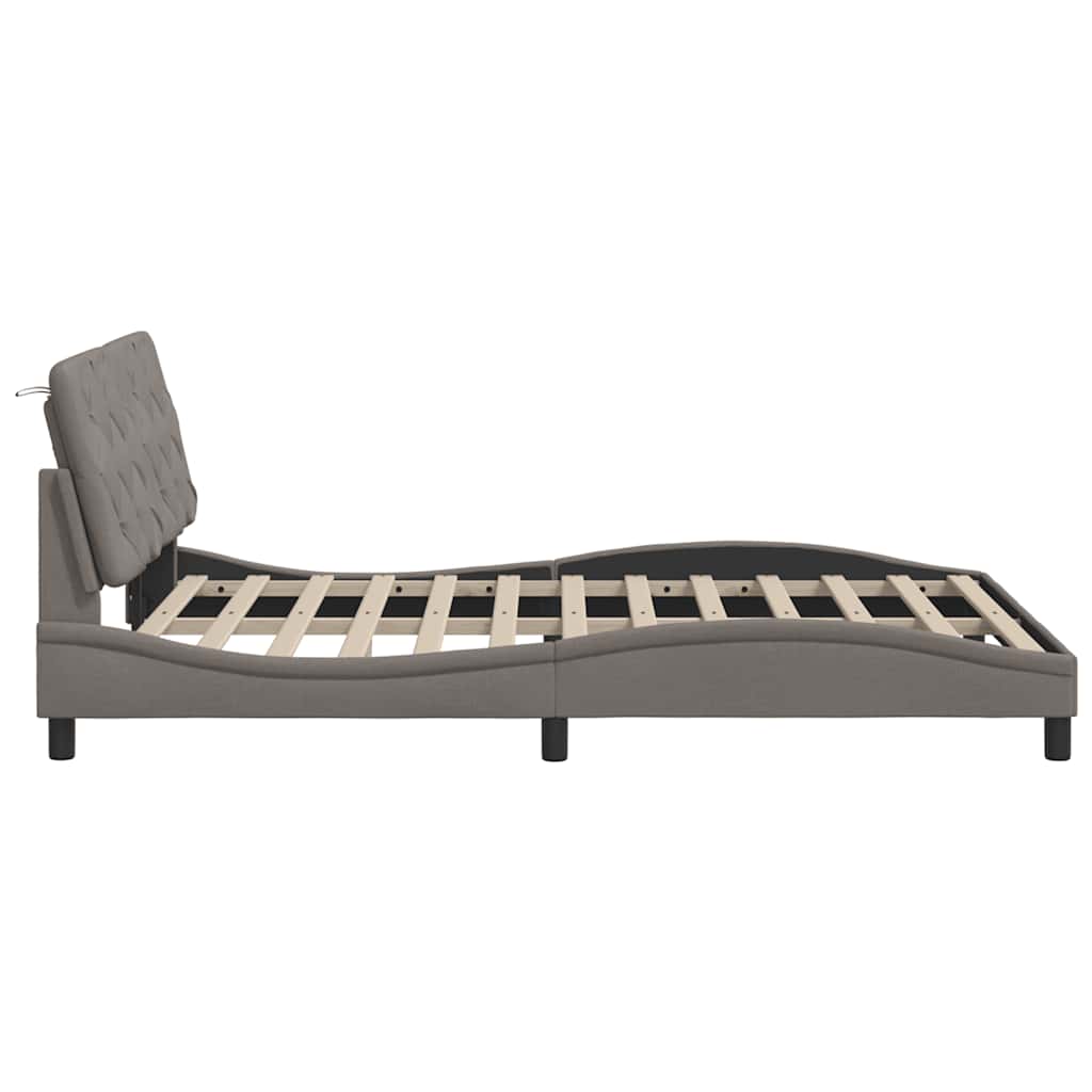 Cadre de lit sans matelas en tissu taupe pour la chambre, 120 × 200 cm - 8