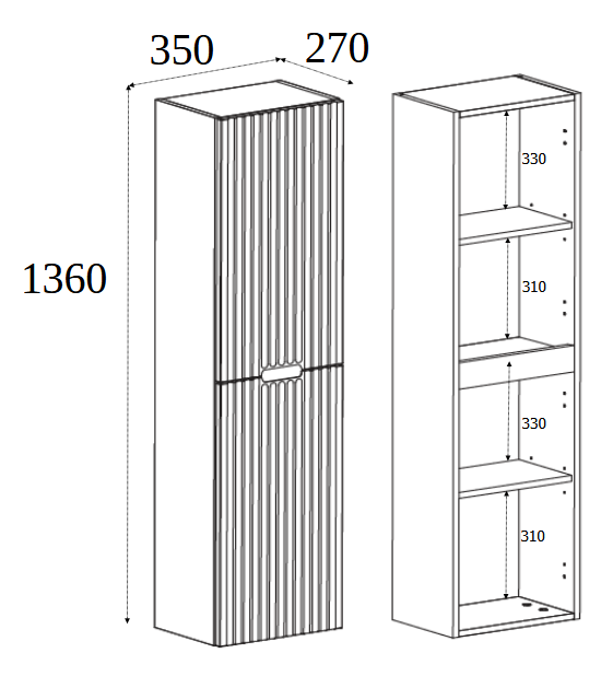 Meuble colonne de salle de bain suspendu VENA chêne 36 x 136 cm - 3