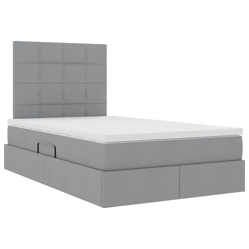 Lit avec rangement et matelas gris clair 120 x 200 cm tissu - 5