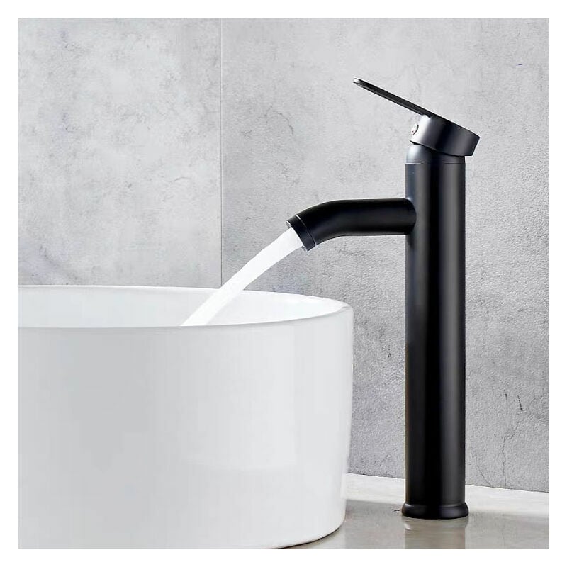 Rubinetto Bagno A Cascata Per Lavabo, Monocomando Nero Moderno In Ottone, Valvola Ceramica E Risparmio Idrico