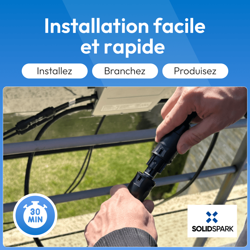 Panneau Solaire en kit Plug and Play Balcon - 400W - Panneaux Monocristallins avec Micro Onduleur EV500 - Montage Rapide 30 Minutes - Application Tuya - 3