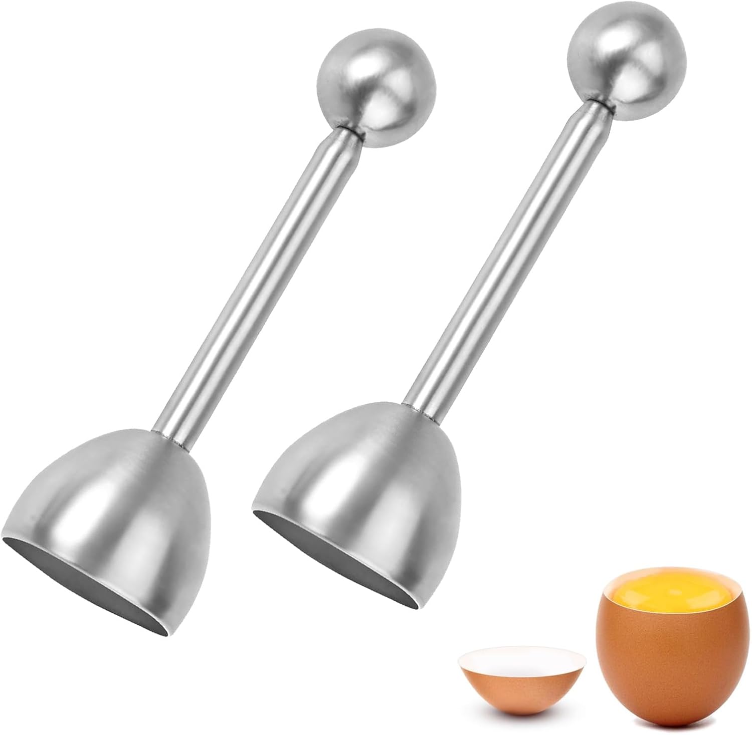 Zestaw 2 otwieraczy do jajek ze stali nierdzewnej, otwieracz do jajek, krajalnica do jajek na miękko, narzędzie kuchenne, krajalnica do jajek na tward