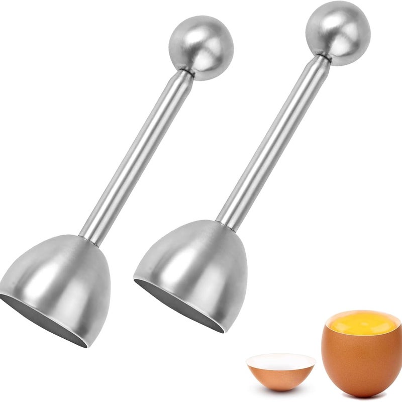 Zestaw 2 otwieraczy do jajek ze stali nierdzewnej, otwieracz do jajek, krajalnica do jajek na miękko, narzędzie kuchenne, krajalnica do jajek na tward