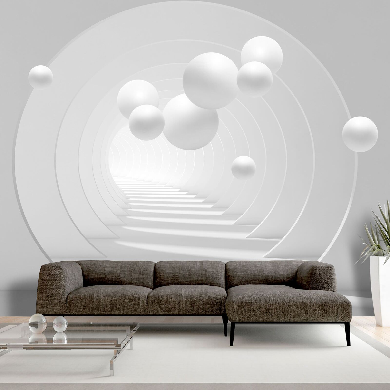 Papier peint adhésif Tunnel blanc en 3d - 98 x 70 cm | Leroy Merlin