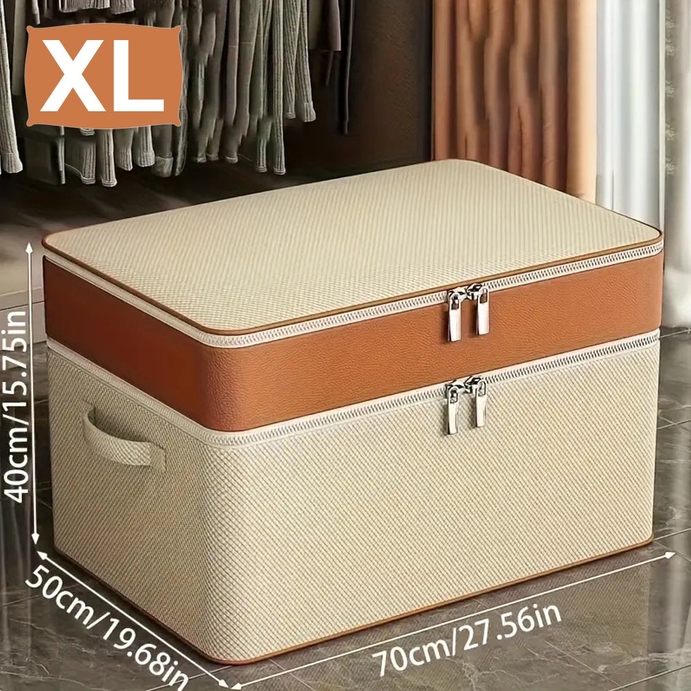 Set di 2 grandi scatole di stoccaggio con coperchio - Doppio strato - Per vestiti, piumini e altro, 70 x 50 x 40 cm - 2