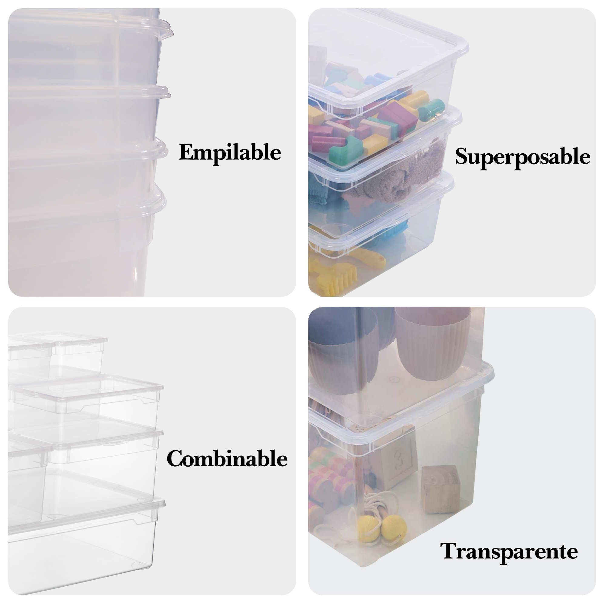Lot de 5 boîtes de rangement en plastique transparent 46L avec couvercle CLEAR BOX Maxi - 3
