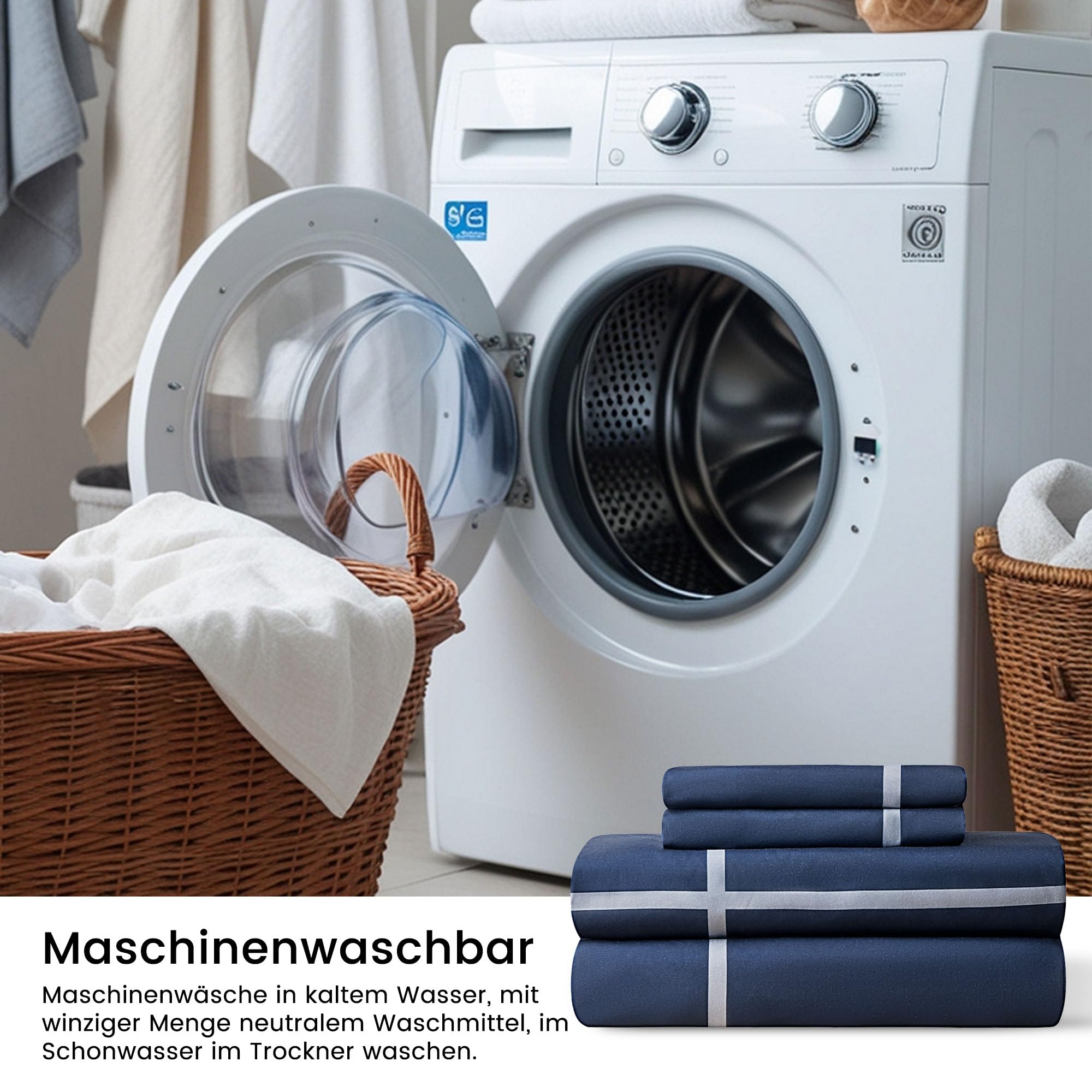 Sonive Set Copripiumino in Microfibra - 155 x 220 cm / 80 x 80 x 2, Tartan Blu Navy - 2