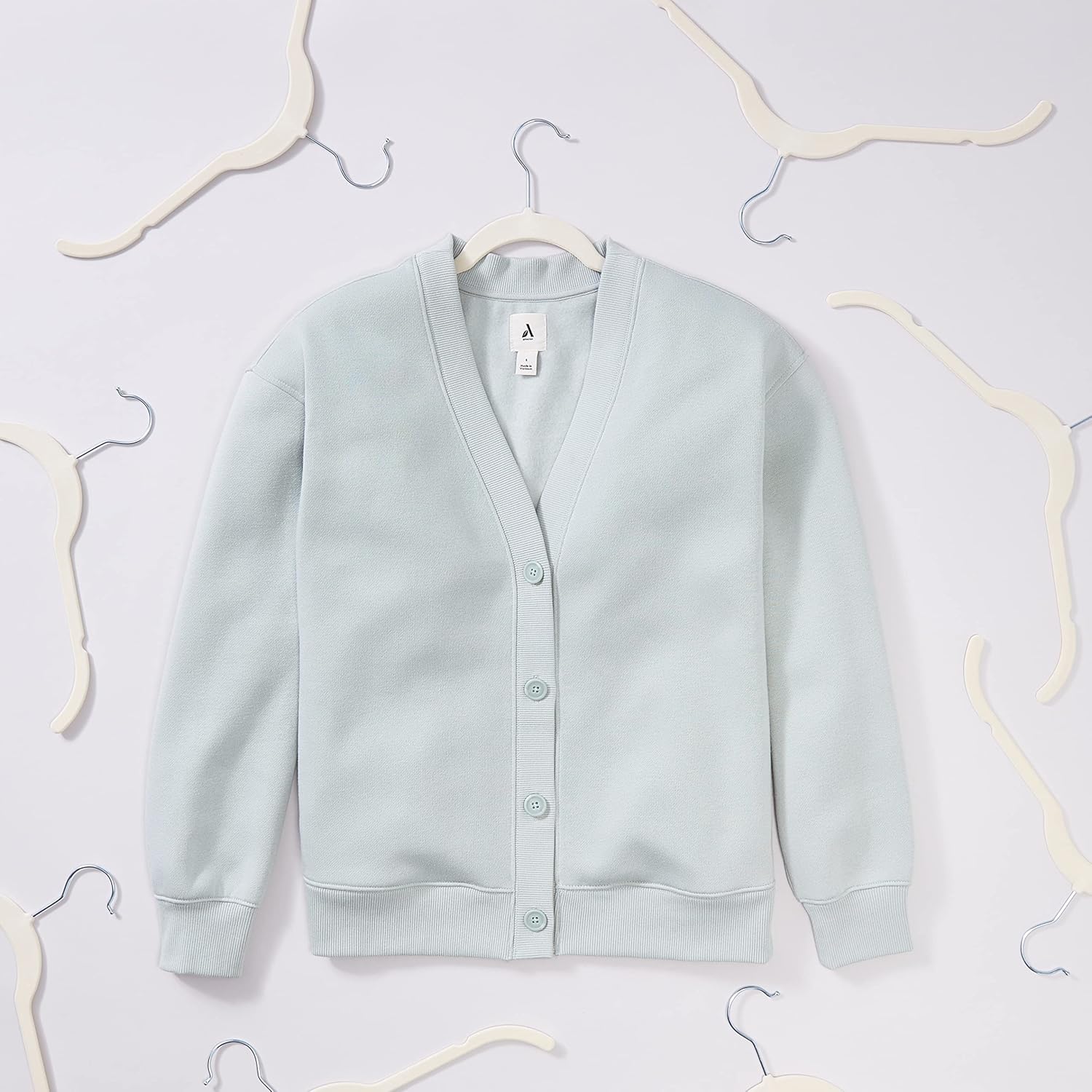 Grucce floccate, bianche, 41,5*22,9 cm, confezione da 50, grucce in plastica antiscivolo e anonime per guardaroba. - 2