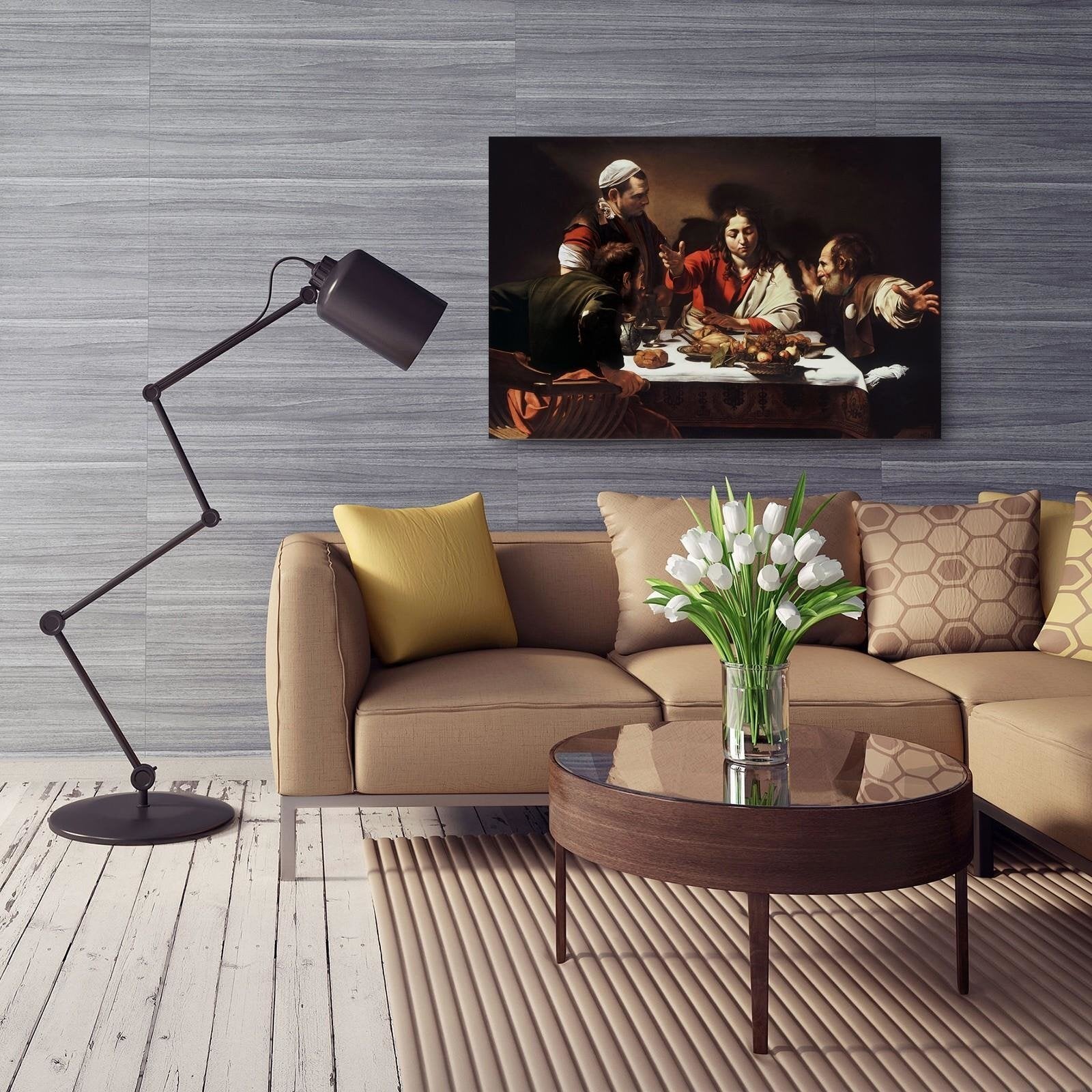 Tableau reproduction photo du caravage - souper chez emmaüs 2 - 70 x 100 cm - 5