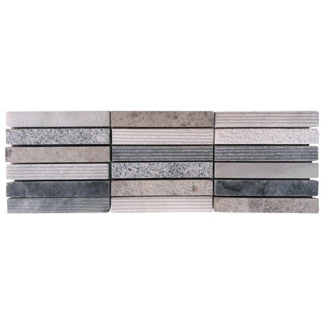 Frise murale en marbre blanc et gris - 10 x 30,5 x 1 cm - Pack de 10 unités - C-NEGOCE