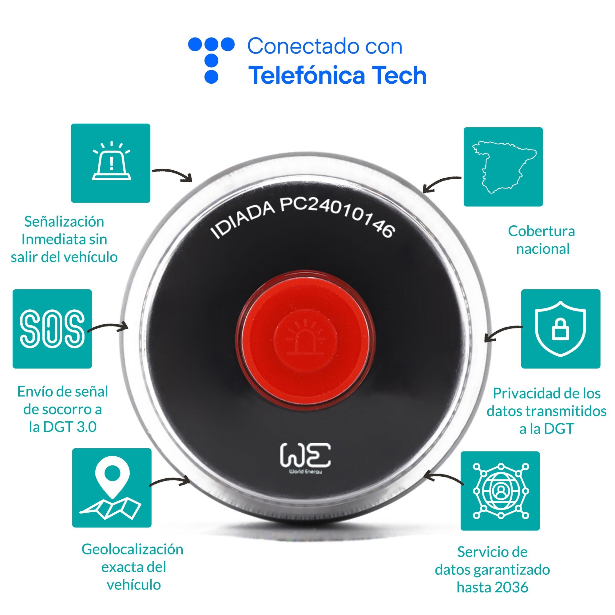 Éclairage de secours pour voiture 3.0 homologué DGT avec géolocalisation 2 balise V16 connectée - 3