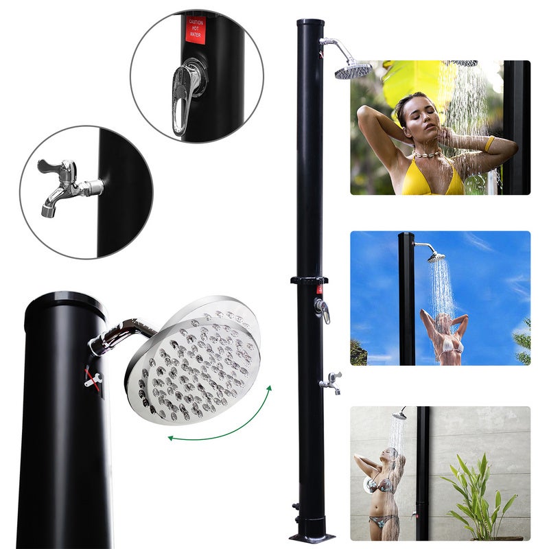OHMG Douche Solaire De Jardin 18-20L Avec Pommeau Réglable - Chauffe Eau Solaire Portable Pour Camping Et Piscine