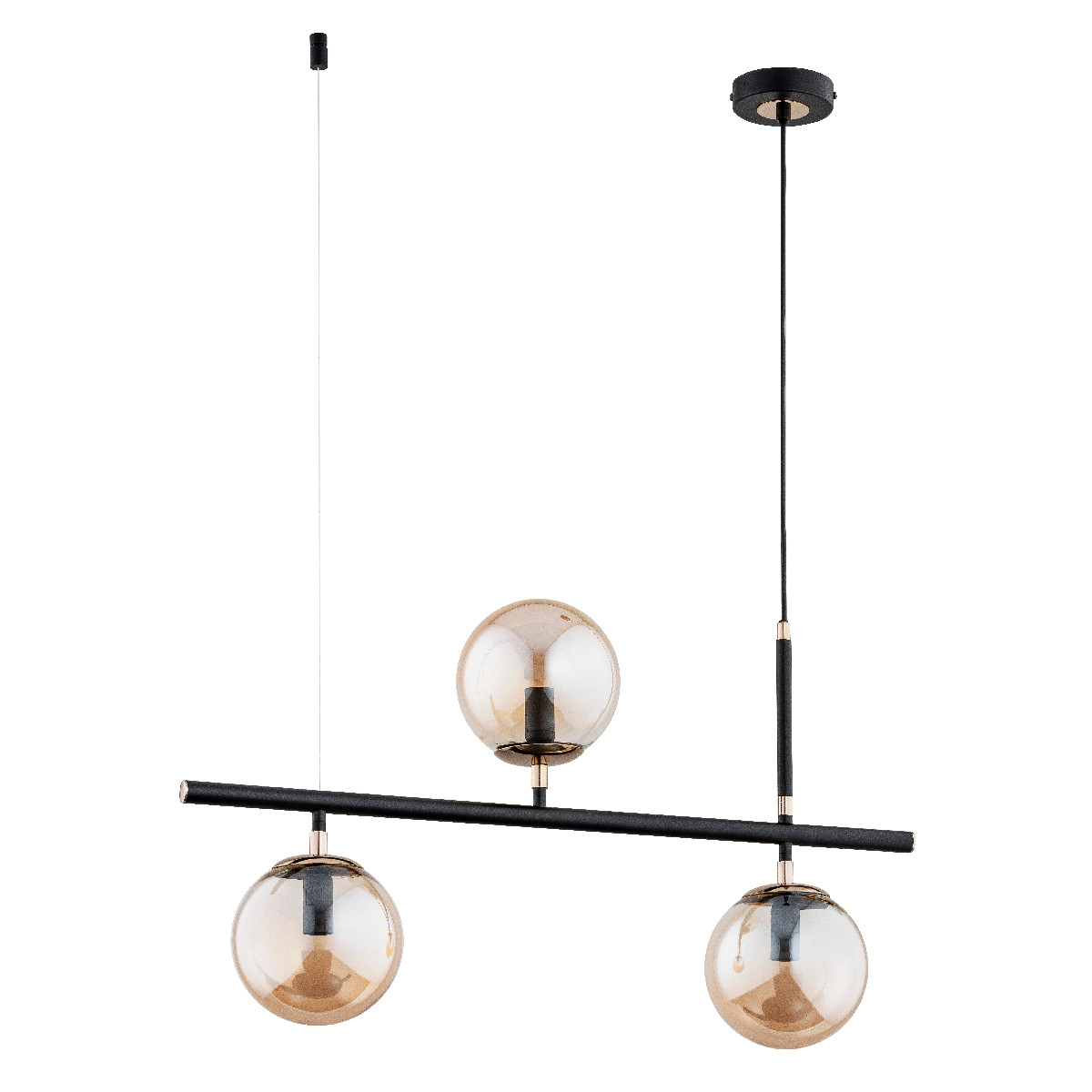 Lampa wisząca Fingo czarno-bursztynowy-złota 3xE14x10W nowoczesna wym: 90 x 70,5 x 15 cm metal Alfa