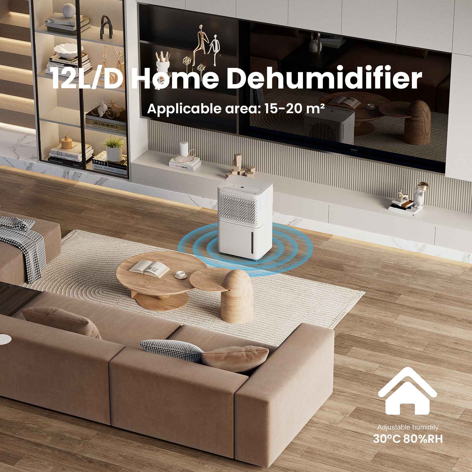 Deshumidificador 12L/Día para Hogar 15-20㎡｜Control Automático de Humedad｜Doble Drenaje｜Silencioso ≤42dB - 8