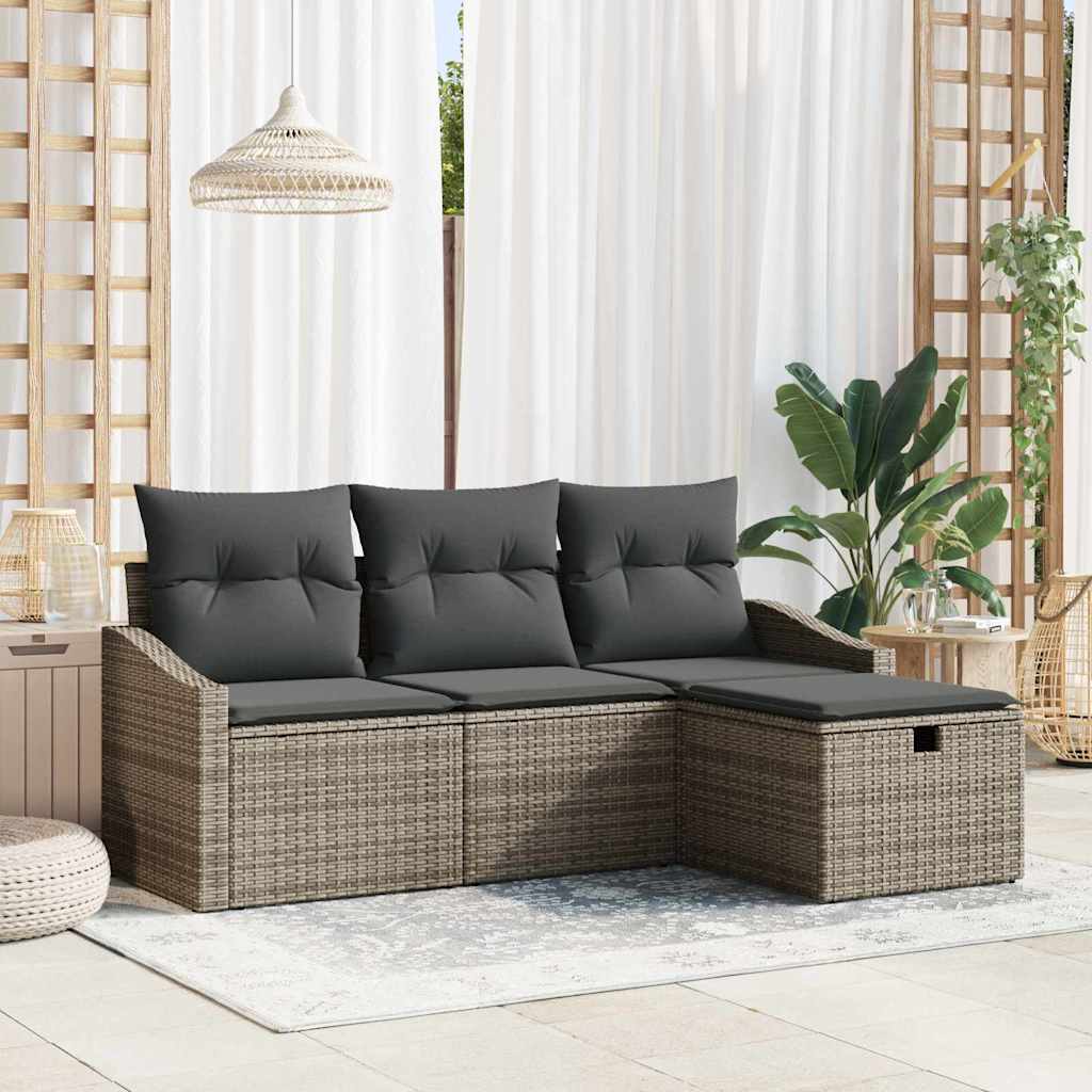 Zestaw Sof z poduszką 4 pcs polirattan vidaXL