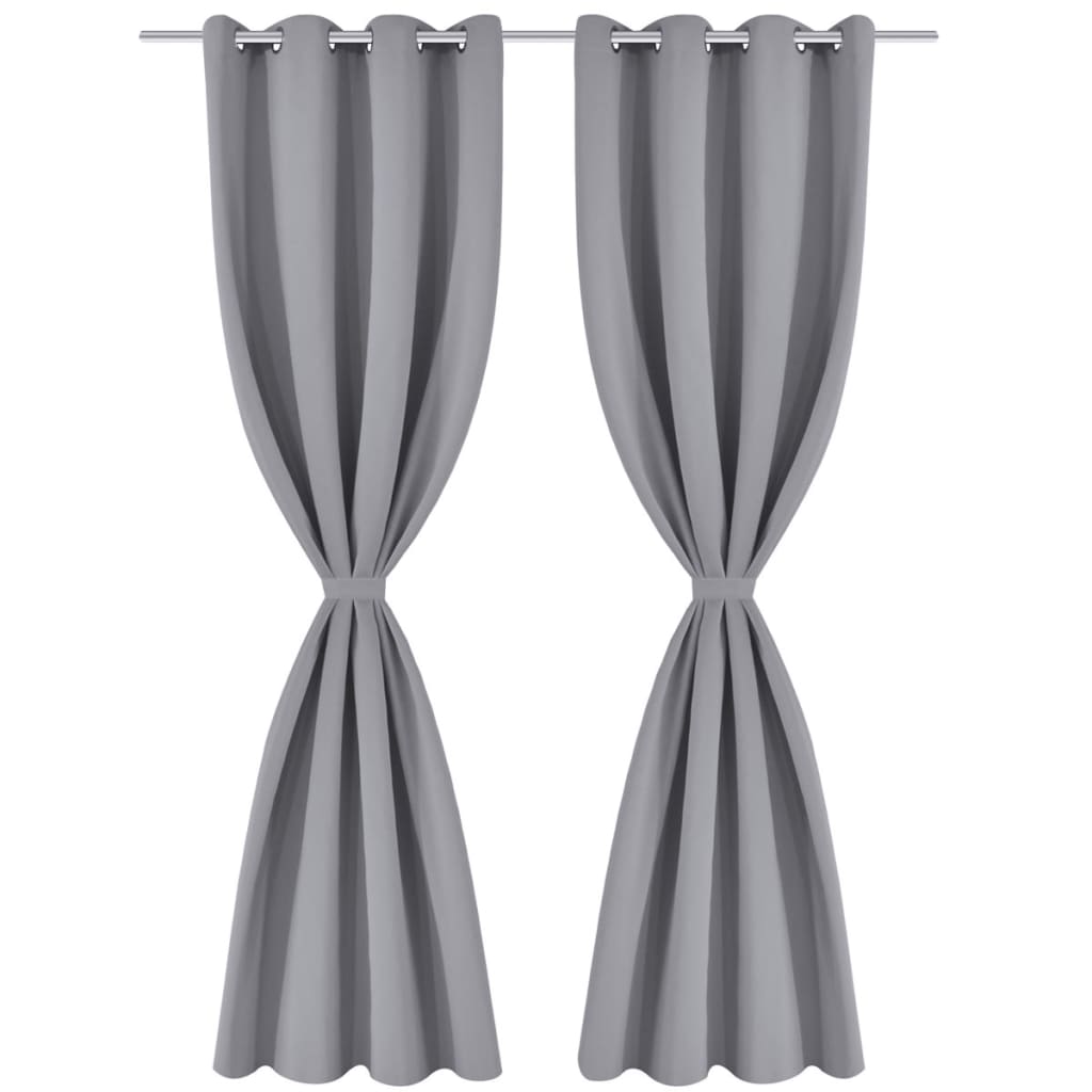Cortinas opacas 2 piezas con ojales de metal 135x175 cm gris
