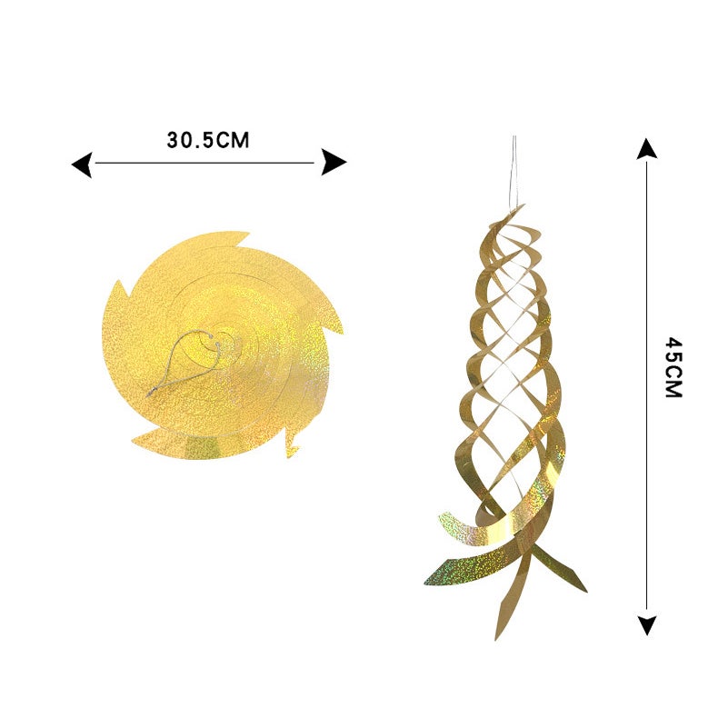 Embalagem de 6 refletores espirais anti-pássaros, dispositivo repelente de pássaros refletor, dourado, 45 x 30,5 cm - 2