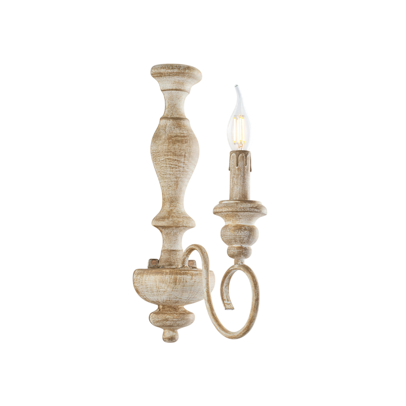 Bonetti Illumina - Cascina - Aplic alb si gri porumbel din lemn si fier, 1 lumina .13 - P.21 - BL265-AP1-BT