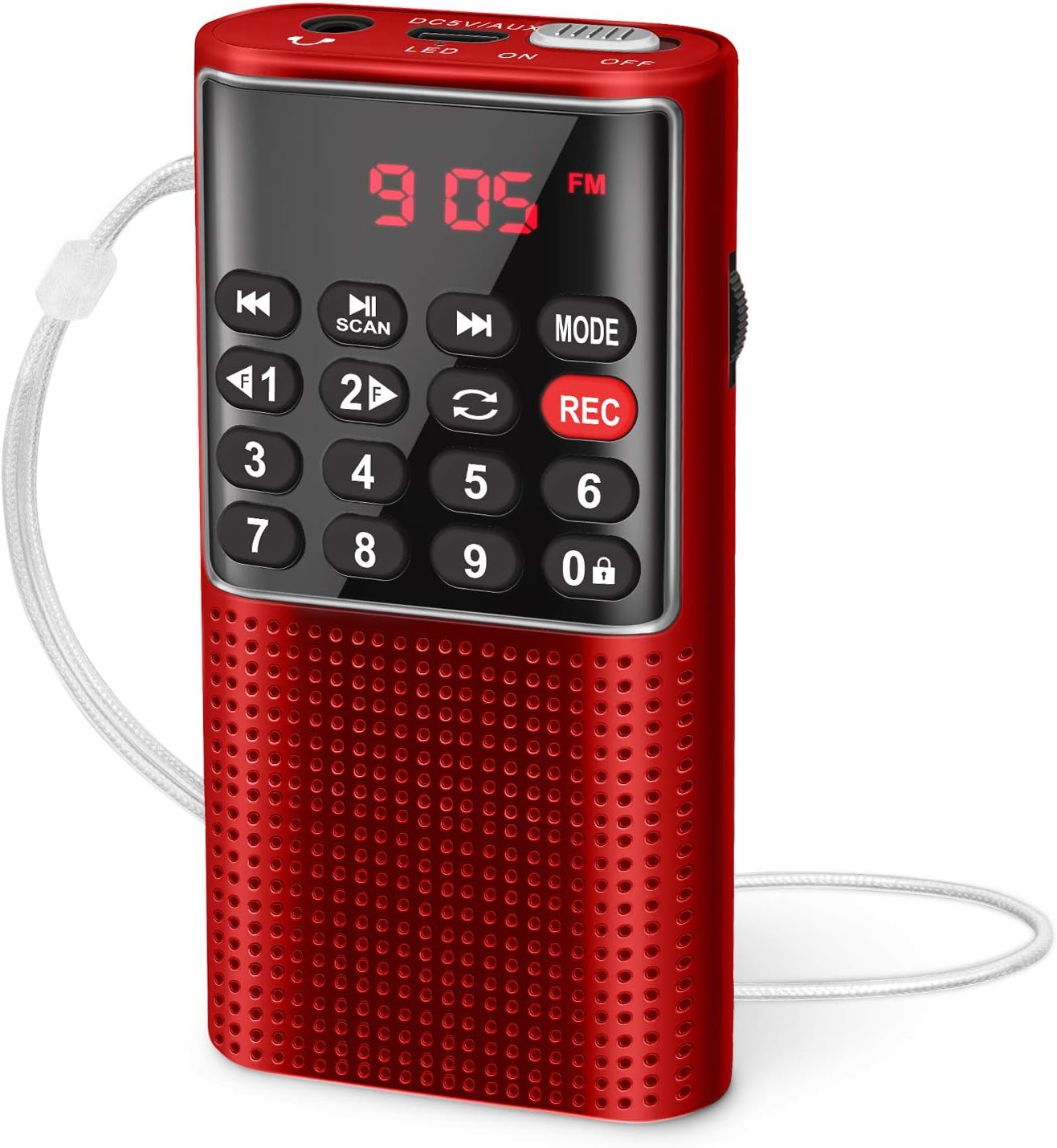 Przenośne Radio, Małe Przenośne Radio Akumulatorowe z Funkcją Nagrywania, Przenośne Radio FM Obsługuje MP3/TF/AUX (Różowe)