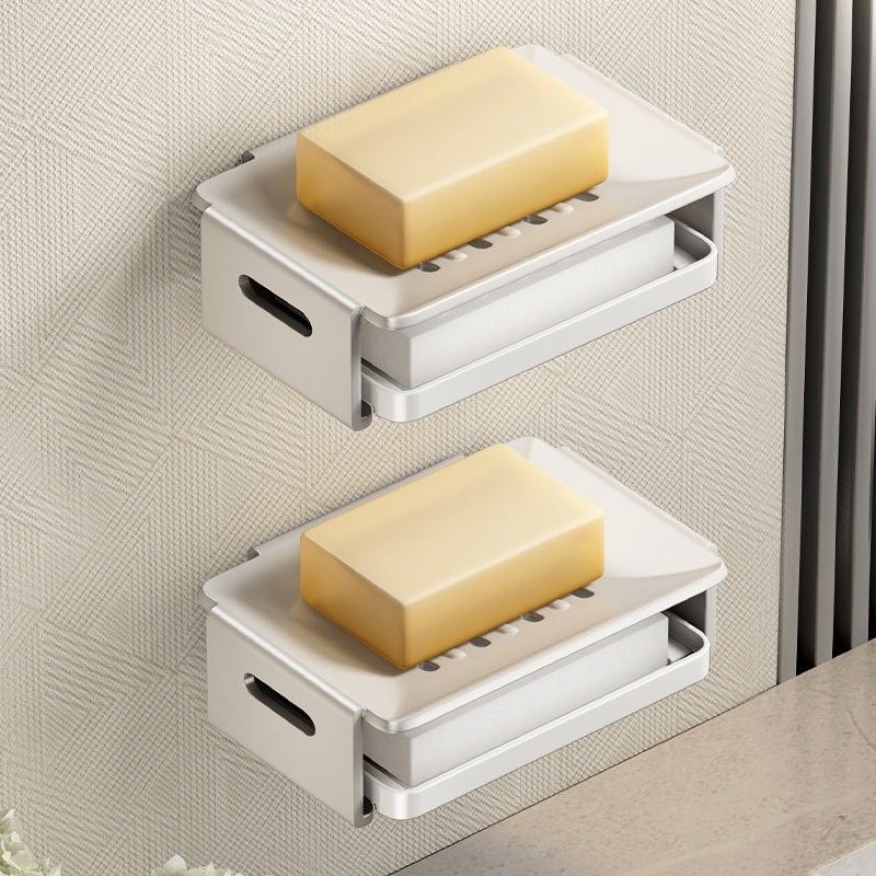 Portasapone Quadrato Trasparente Con Strato Drenante - 2 Pezzi In PP (Bianco E Blu) - 2