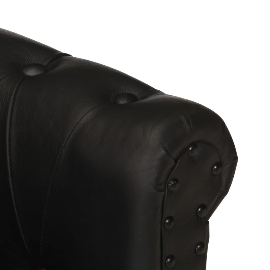 Fauteuil Noir Cuir de chèvre véritable - 5