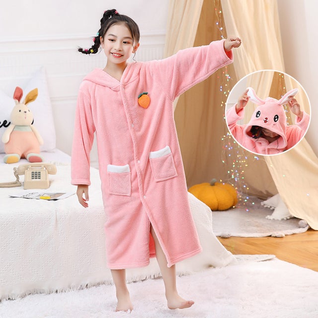 Cape pour enfants, serviette de bain, peignoir pour enfants, épais, doux, à capuche, mignon, polaire corail, longue cape
