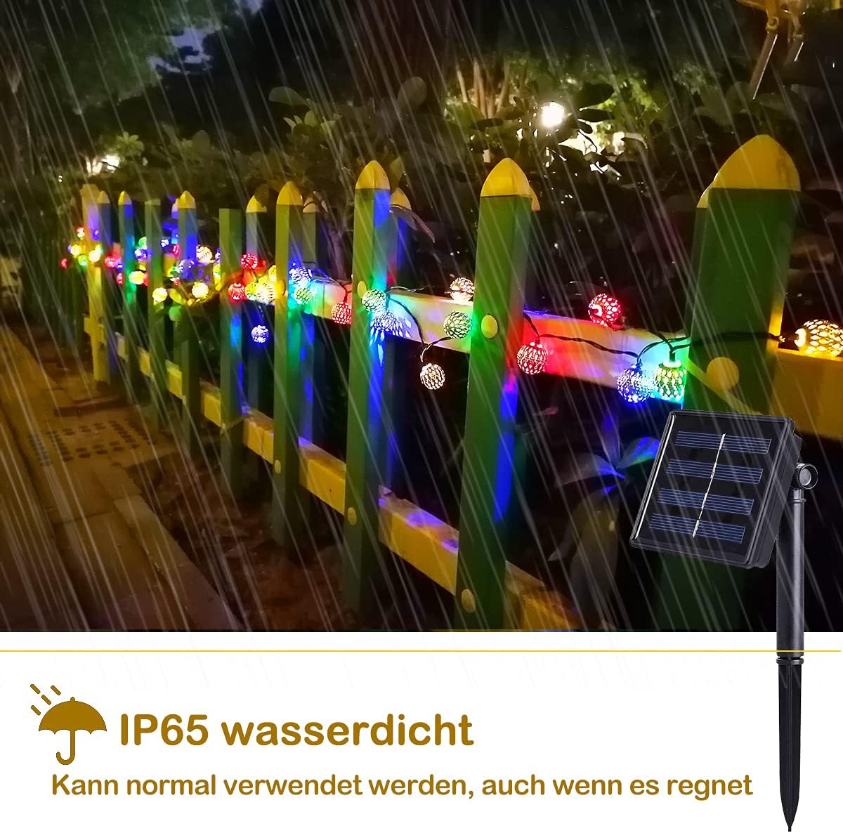 Guirlandes solaires marocaines extérieures, guirlandes LED 7M 50er extérieures, 8 modes guirlandes solaires lumières étanches éclairage - 4