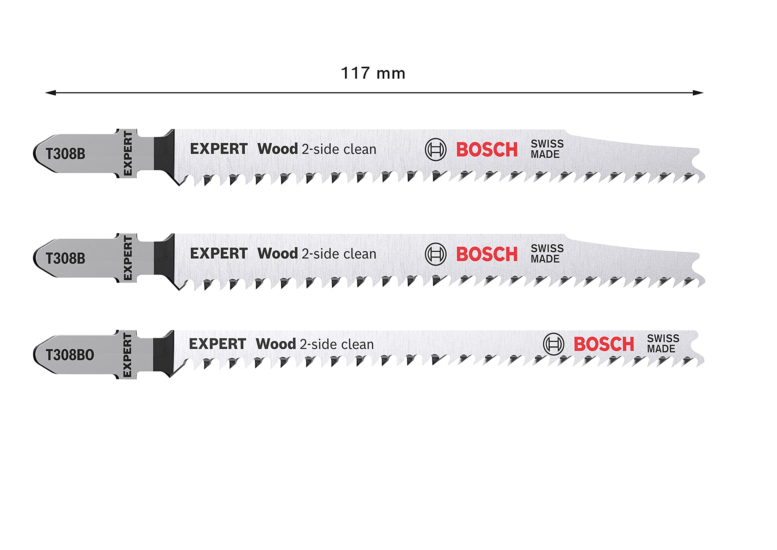Bosch Professional 3x Set di Lame per Seghetto Alternativo Expert ‘Wood 2-side clean’ per Compensato, Pannello per mobili in Legno Massiccio, Lunghezz - 7