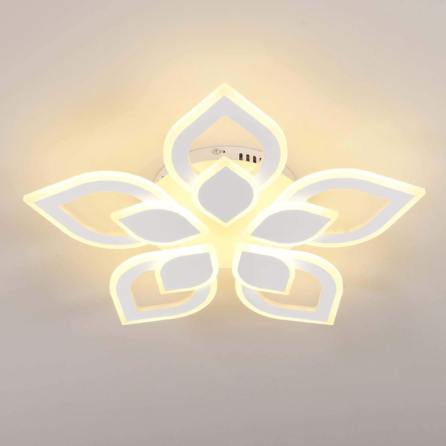 COMELY Plafoniera LED moderna da 65 W, design creativo a petalo, 56 cm, lampada da soffitto in acrilico per soggiorno, camera da letto, cucina,3000 K