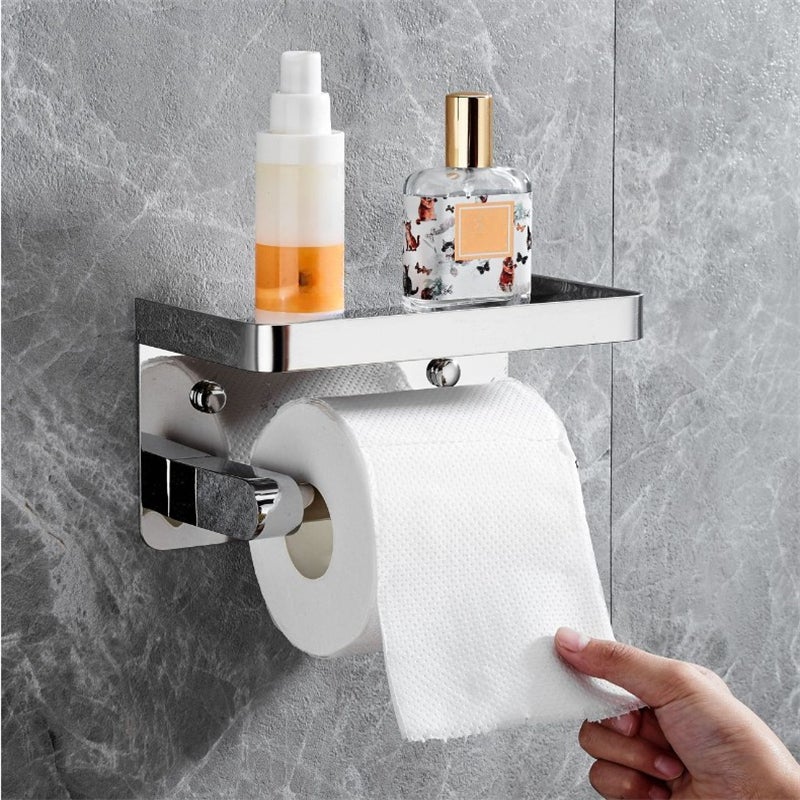Uchwyt na papier toaletowy Uchwyt na ręczniki Uchwyt na telefon komórkowy Stal nierdzewna 304 Kolor metalu 17,5*10*10,3 cm