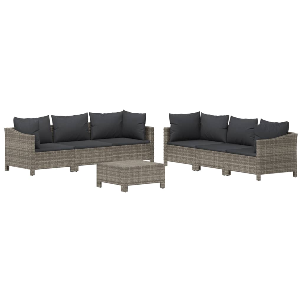 Maison Exclusive - Set Divani da Giardino 7 pz con Cuscini in Polyrattan Grigio - 3