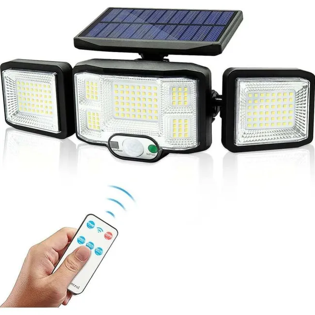 Zewnętrzna solarna lampa ścienna LED z głowicami diodami LED czujnikiem ruchu światłem bezpieczeństwa reflektorem oświetleniem wodoszczelnym