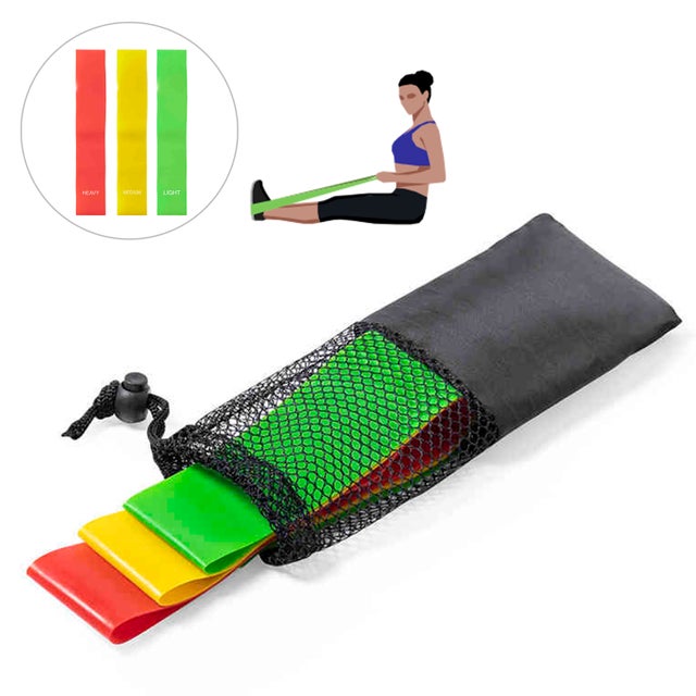 DAM Bork, conjunto de 3 faixas de resistência para fitness. Inclui bolsa de transporte. 9x22x1 Cm. Cor: Multicolor