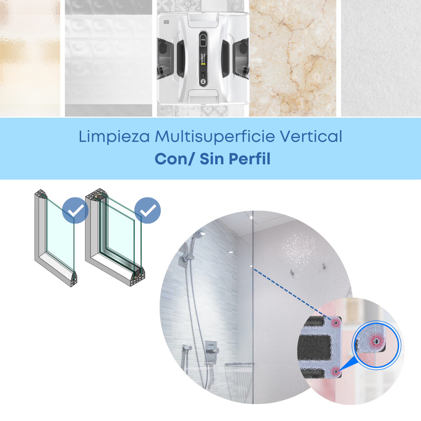Robot Limpiacristales HOBOT-2S. Doble pulverizador automático. Ventanas verticales con y sin marco - 4